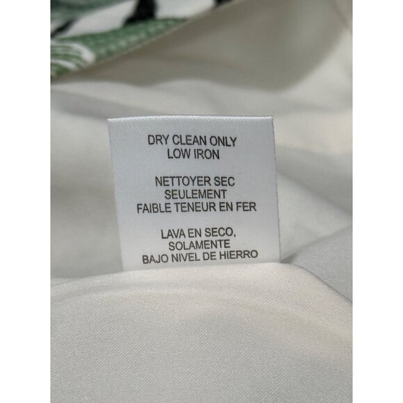 Worth New York Pencil Skirt Front Slit Tropical Print Green White Linen Size 0 - Picture 10 of 10
